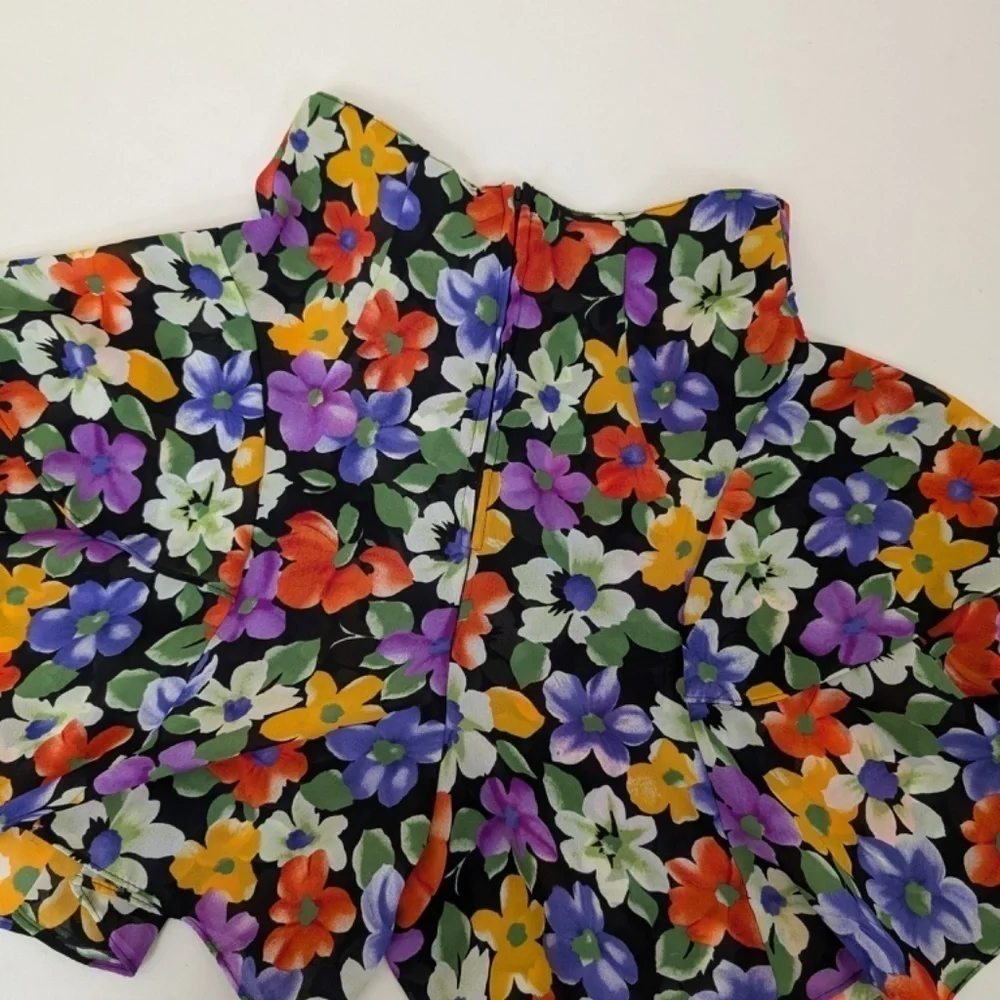 90's Floral Shorts High Rise Flared Tiered Skirt Mini - Picture 2 of 9